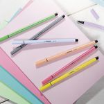 Caneta Stabilo Pen 68 Escrita Média 1.0mm Fofa - Tom Pastel Preta Vermelha Azul
