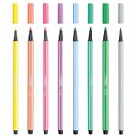 Caneta Stabilo Pen 68 Escrita Média 1.0mm Fofa - Tom Pastel Preta Vermelha Azul