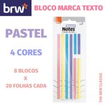 Bloco Adesivo Marca Texto BRW - Cores Pastel e Neon - 20 Folhas x 8 Blocos