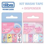 Kit 5 Mini Fita Washi Tape + Dispenser Tilibra - Panda e Candy