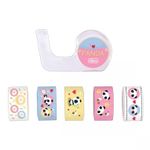 Kit 5 Mini Fita Washi Tape + Dispenser Tilibra - Panda e Candy