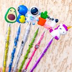 Lapiseira Troca Ponta BRW com Ponteira - Cacto, Donut, Unicórnio, Abacate, Dinossauro, Astronauta