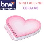 Caderno Fofo BRW Pautado Formato Coração Rosa e Lilás Espiral