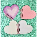 Caderno Fofo BRW Pautado Formato Coração Rosa e Lilás Espiral