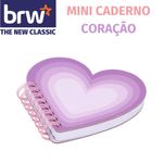 Caderno Fofo BRW Pautado Formato Coração Rosa e Lilás Espiral