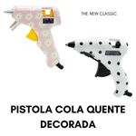 Pistola para Cola Quente Decorada BRW - Bivolt - Tom Pastel Flores Poá