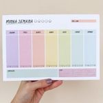 Planner de Mesa Semanal BRW Tom Pastel, Poá, Flores, Coração - 54 Folhas 250x170mm