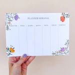 Planner de Mesa Semanal BRW Tom Pastel, Poá, Flores, Coração - 54 Folhas 250x170mm