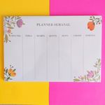 Planner de Mesa Semanal BRW Tom Pastel, Poá, Flores, Coração - 54 Folhas 250x170mm