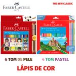 Lápis de Cor Faber-Castell 24 Cores + Tons Pastel ou Tons de Pele