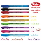 Kit Caneta Goller Gol 1.0mm Ponta Média - Azul, Preta, Vermelha e Coloridas