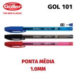Kit Caneta Goller Gol 1.0mm Ponta Média - Azul, Preta, Vermelha e Coloridas