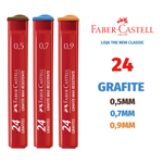 Grafite Faber Castell Max Resistence 0,5mm 0,7mm 0,9mm B - 14 minas por estojo