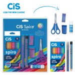 Kit Escolar Cis Spiro - 9 Itens - Lápis de Cor - Caneta - Apontador - Borracha - Tesoura - Cola