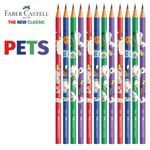 Kit Lápis HB N°2 Faber Castell Pets Fofo Gatinho ou Cachorrinho