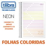 Caderneta Tilibra 80 Folhas Coloridas Espiral Neon Kori - Tons Pastel e Neon - 1/4 ou 1/8