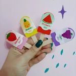 Borracha Tilibra Fofa Mini Picolé Perfumada com Cheirinho - Morango, Uva, Melancia, Abacaxi