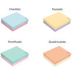 Kit Bloco Notas Tilibra 100 Folhas Tom Pastel e Preto - Pontilhado, Pautado, Quadriculado, Checklist, Jolie e Ursinhos