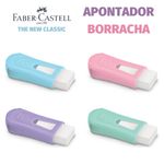 Borracha + Apontador com Depósito Faber Castell Tom Pastel - Rosa, Verde, Azul e Lilás