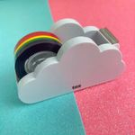 Porta Fita e Washi Tape Fofo de Nuvem com Fita Arco-íris Tris