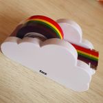 Porta Fita e Washi Tape Fofo de Nuvem com Fita Arco-íris Tris