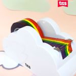 Porta Fita e Washi Tape Fofo de Nuvem com Fita Arco-íris Tris