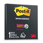 Kit Post-it Preto + Caneta Branca Bloco de Notas Super Adesivo 60 Folhas 76x76mm