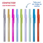Caneta Compactor POP Ponta Fina 0.7mm Escrita Azul - Tons Pastel, Neon e Metálico