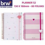 Planner de Capa Dura Espiral BRW Tom Pastel Coração S2 80 Folhas - 130x188mm
