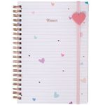 Planner de Capa Dura Espiral BRW Tom Pastel Coração S2 80 Folhas - 130x188mm