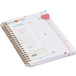 Planner de Capa Dura Espiral BRW Tom Pastel Coração S2 80 Folhas - 130x188mm