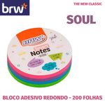 Bloco BRW Notas Adesivas Redondo Vintage, Neon, Soul - 200 Folhas - para Lembretes e Anotações