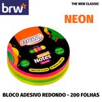 Bloco BRW Notas Adesivas Redondo Vintage, Neon, Soul - 200 Folhas - para Lembretes e Anotações