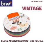 Bloco BRW Notas Adesivas Redondo Vintage, Neon, Soul - 200 Folhas - para Lembretes e Anotações