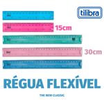 Régua Flexível Tilibra Azul Rosa Verde Água 15cm ou 30cm