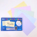 Fichas Tilibra Coloridas ou com Tarja Pautadas e Pontilhadas N°3 - 50 Folhas Tons Pastel