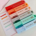 Kit 6 ou 3 Marca Texto Jocar Office Good Vibes Tom Pastel - Cinza, Vermelho, Rosa, Laranja, Azul e Verde.