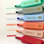 Kit 6 ou 3 Marca Texto Jocar Office Good Vibes Tom Pastel - Cinza, Vermelho, Rosa, Laranja, Azul e Verde.
