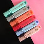 Kit 6 ou 3 Marca Texto Jocar Office Good Vibes Tom Pastel - Cinza, Vermelho, Rosa, Laranja, Azul e Verde.