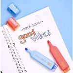 Kit 6 ou 3 Marca Texto Jocar Office Good Vibes Tom Pastel - Cinza, Vermelho, Rosa, Laranja, Azul e Verde.