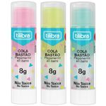 Cola Tilibra Colorida Bastão - Rosa, Azul e Verde - Fica Transparente no Papel - 8g