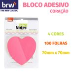 Bloco Notas Adesivas BRW Coração Colorido Neon 100 Folhas - para Recado ou Anotações