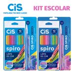 Kit Escolar Cis Spiro - Caneta + Lápis de Cor + Lapiseira + Borracha