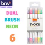 Kit Caneta Dual Brush Evoke BRW Cores Metalizadas ou Neon - Para Lettering