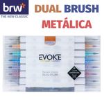 Kit Caneta Dual Brush Evoke BRW Cores Metalizadas ou Neon - Para Lettering