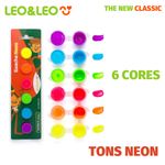 Tinta Guache Tradicional, Tons Metálicos ou Neon Leo&Leo 6 Cores