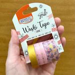 Kit 3 Washi Tape BRW Shine - Flamingo, Flores, Pastel, Dourado