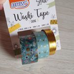 Kit 3 Washi Tape BRW Shine - Flamingo, Flores, Pastel, Dourado