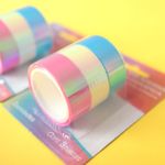 Fita Adesiva Washi Tape Holográfica Tilibra - Rosa, Azul e Branca