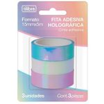 Fita Adesiva Washi Tape Holográfica Tilibra - Rosa, Azul e Branca